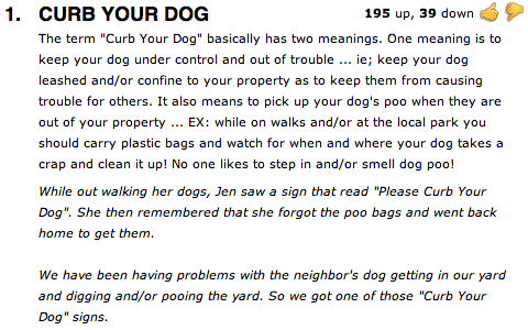 What Does Curb Your Dog Mean